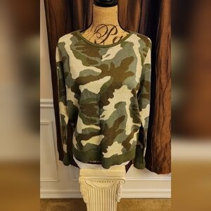 INC olive camouflage sweater size Large
